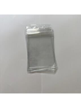 Clear Plastic Badge Holder Sleeve - Transparent, Durable, Multi-Hole 5 Pack